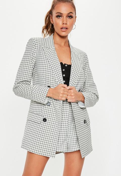 Gray Plaid Co Ord Blazer