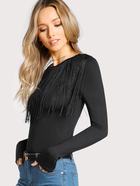 T-shirt Con Dettaglio A Frange