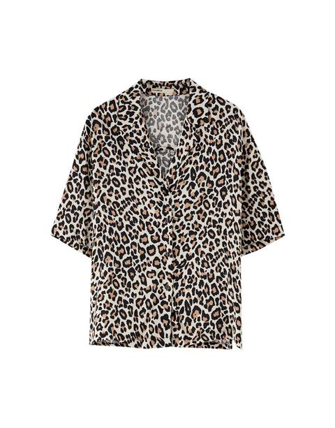 Camisa Cuello Solapa Leopardo