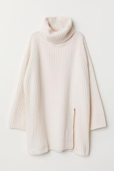 H & M - Pullover Collo Alto Misto Lana - Bianco