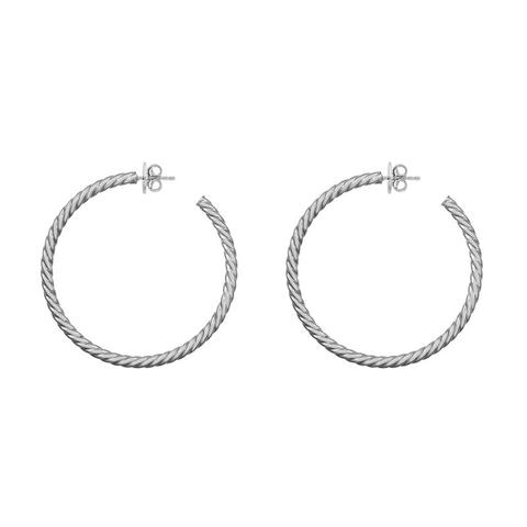 Silver Cabled Maxi Hoop Earrings