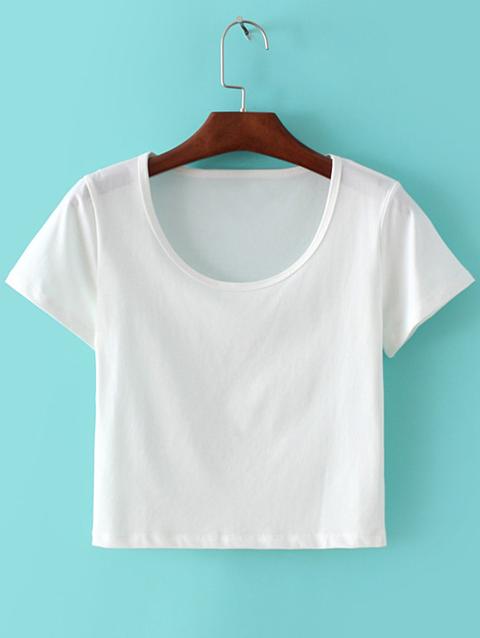 Camiseta Escote Redondo Manga Corta Crop Blanco