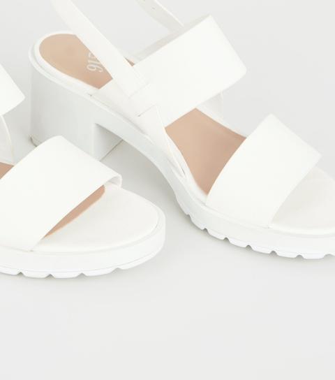 white leather block heels