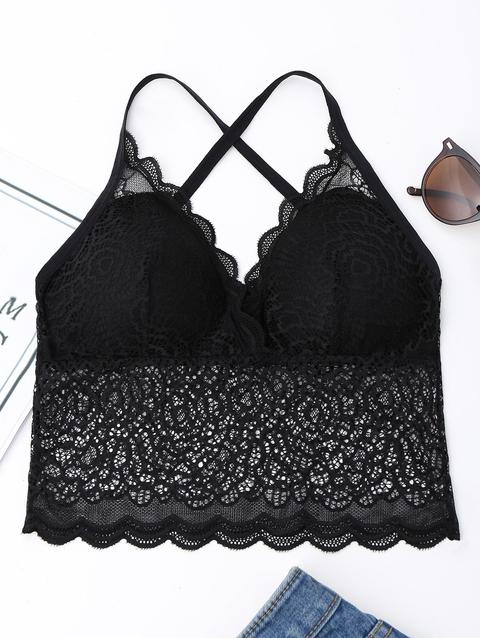 Bralette In Pizzo Con Incrocio Indietro