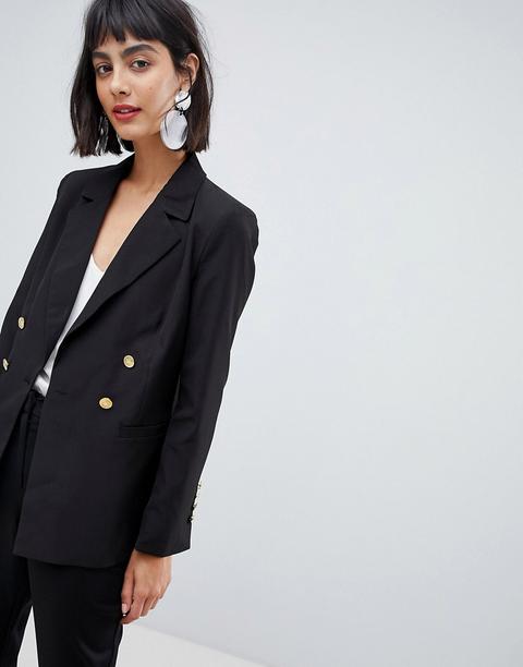 Unique 21 - Blazer In Jersey Con Bottoni Oro - Nero