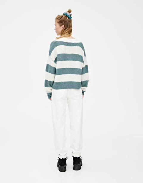 Green Stripe Print Sweater