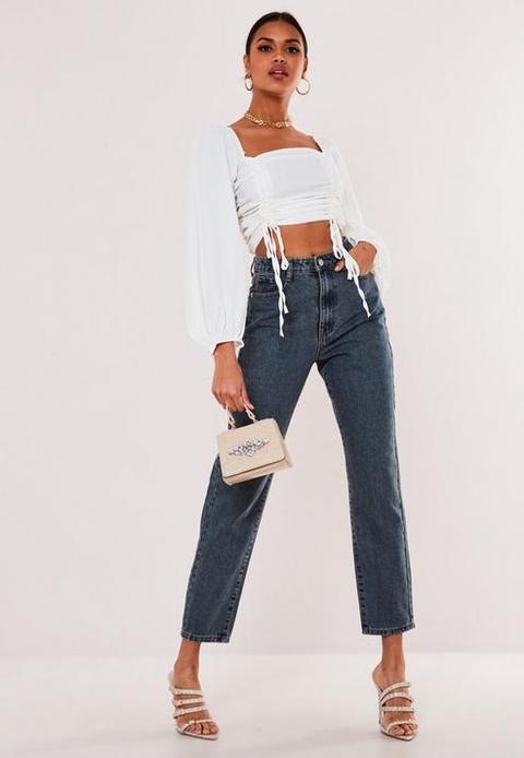 Blue Highwaisted Mom Jeans, Blue