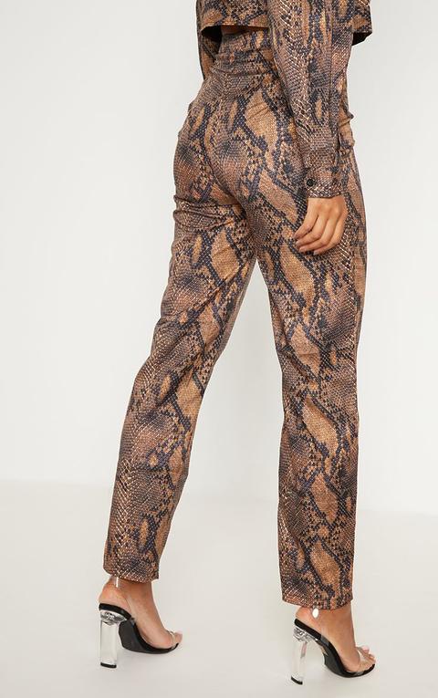 snake print straight leg trousers