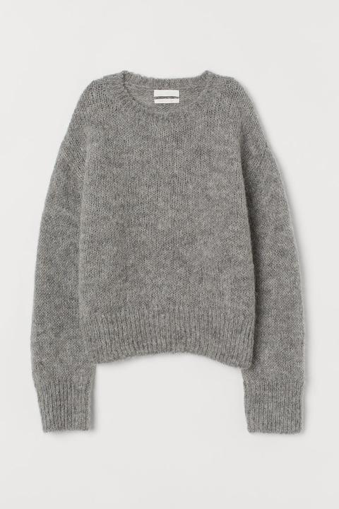 Knitted Wool-blend Jumper - Grey