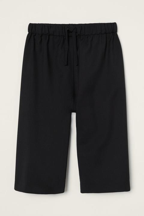 Cropped Wool Trousers - Black