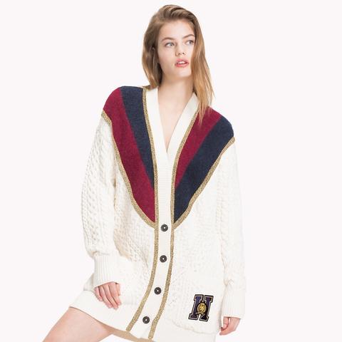 Cardigan Con Riga Metallizzata Tommy Icons