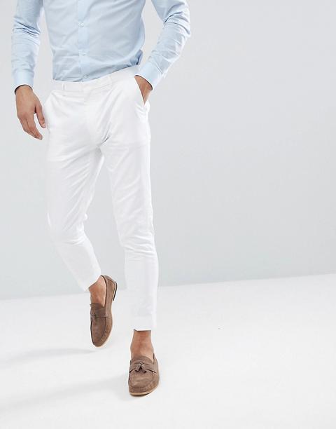 Pantalones De Vestir Capri Muy Ajustados De Satén De Algodón Blanco De Asos Design
