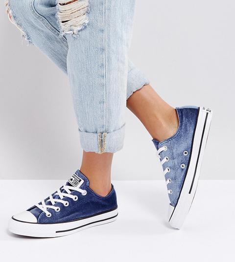 Zapatillas De Deporte De Terciopelo Azul Marino Chuck Taylor Ox De Converse