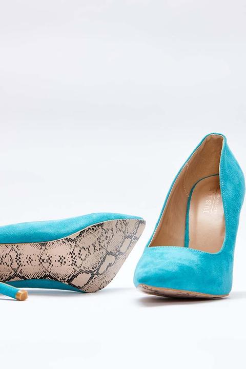 Aqua Heels - Sarah Ashcroft Aqua Faux Suede Court Heels