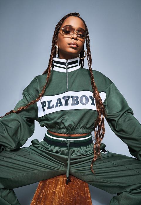 Top De Survêtement En Maille Verte Style Universitaire Playboy X Missguided