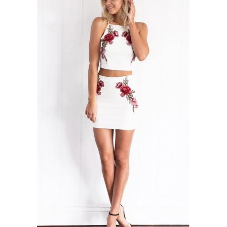 Crop Top Folk Rose