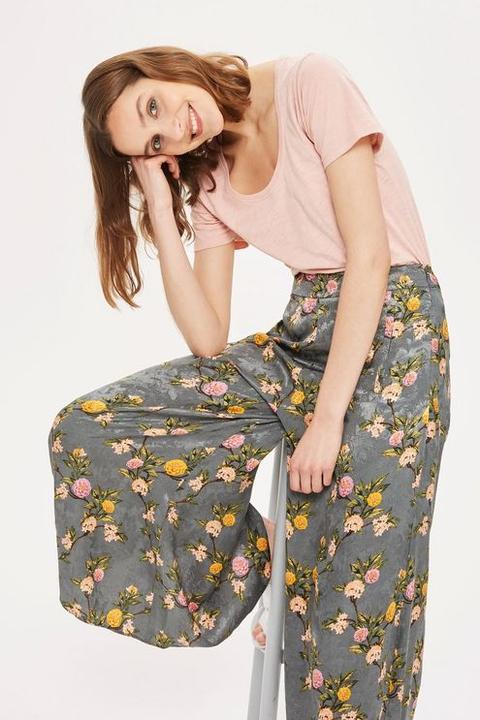 Womens Floral Palazzo Wide Leg Trousers - Multi, Multi