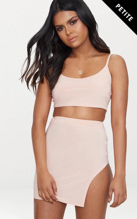 Petite Nude Slinky Strappy Crop Top, Pink