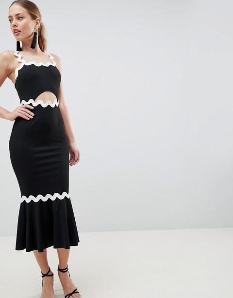 Vestido Midi Con Sobrefalda En El Bajo Rik Rak De Asos Design