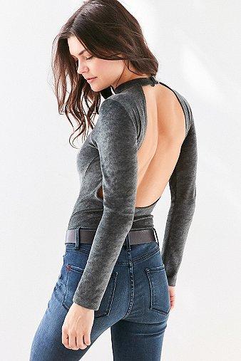 Out From Under Sadie Velvet Open Back Bodysuit - Womens L