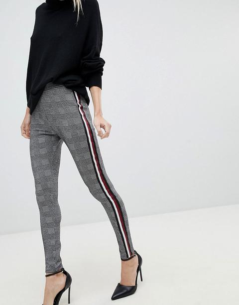 Leggings A Cuadros Con Raya Lateral Premium De Asos Design-negro
