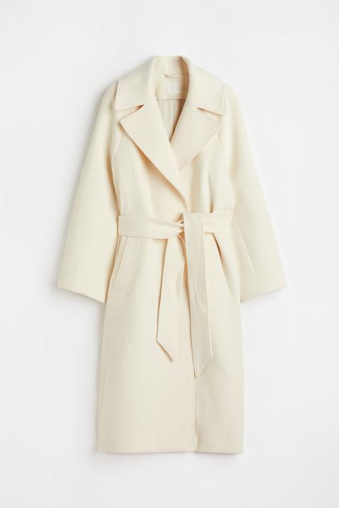 Tie-belt Coat - White