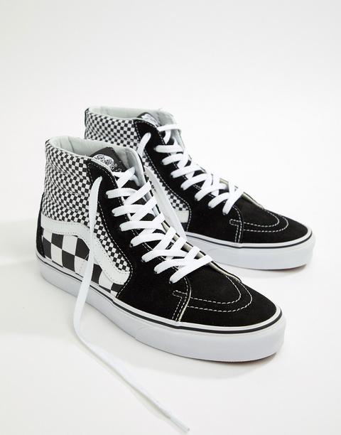 Vans Sk8-hi Checkerboard Trainers In Black Va38geq9b from ASOS on 21 Buttons