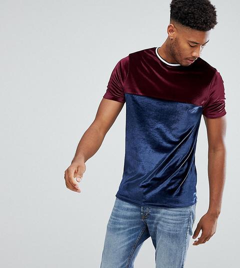 Camiseta De Velour Con Canesú Y Ribete En Contraste De Asos Tall