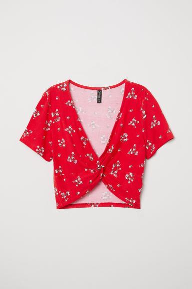 H & M - Top Corto Con Laccetto - Rosso