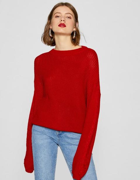Maglia Maniche Voluminose Rosso