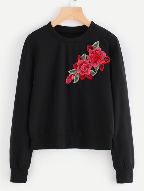 3d Embroidered Applique Pullover