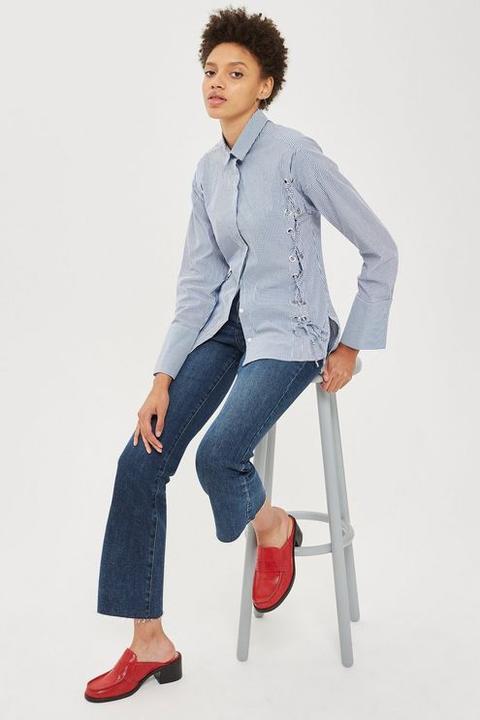 Womens Petite Indigo Dree Cropped Kick Flare Jeans - Indigo, Indigo