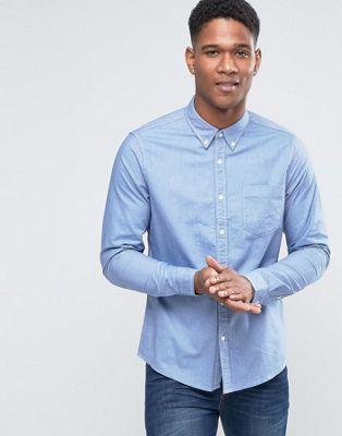 Asos - Camicia Oxford Casual Celeste Vestibilità Classica - Blu