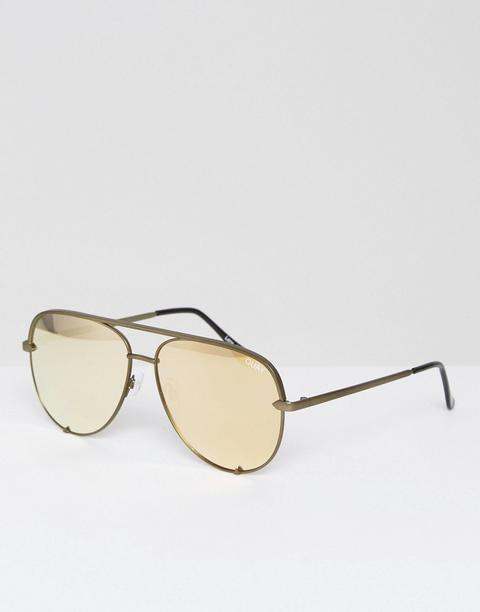 Quay Australia X Desi Perkins High Key Aviator Sunglasses In Gold - Gold