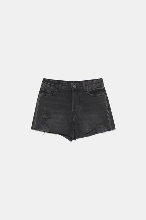 Shorts Denim Con Striscia Laterale Brillante