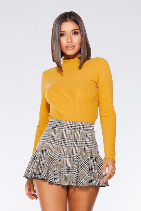 Black White And Mustard Check Skort