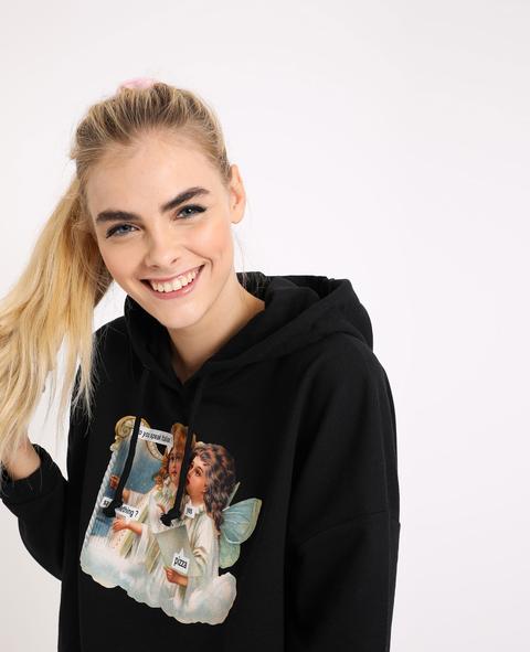 Sudadera Corta Con Meme Mujer