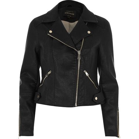 Black Faux Leather Biker Jacket