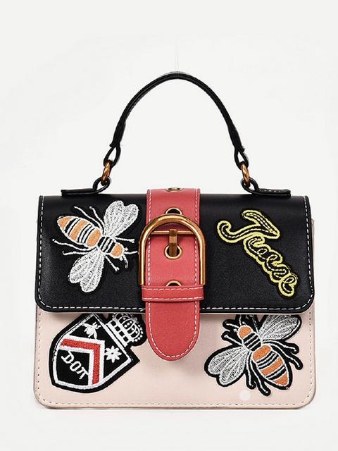 Bolsa De Hombro Con Hebilla Con Diseño De Bordado De Abeja