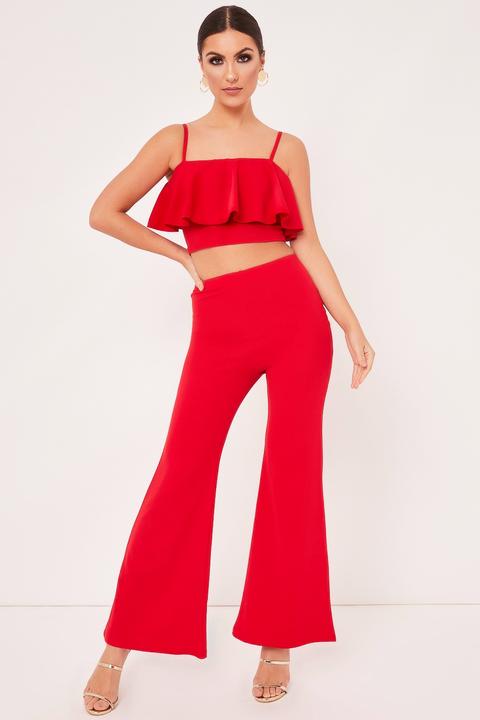 Zara Red Cami Trousers Two Piece Set