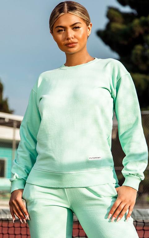 Prettylittlething Mint Badge Detail Sport Sweater