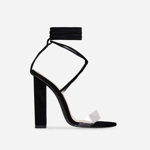Bello Clear Perspex Lace Up Block Heel 