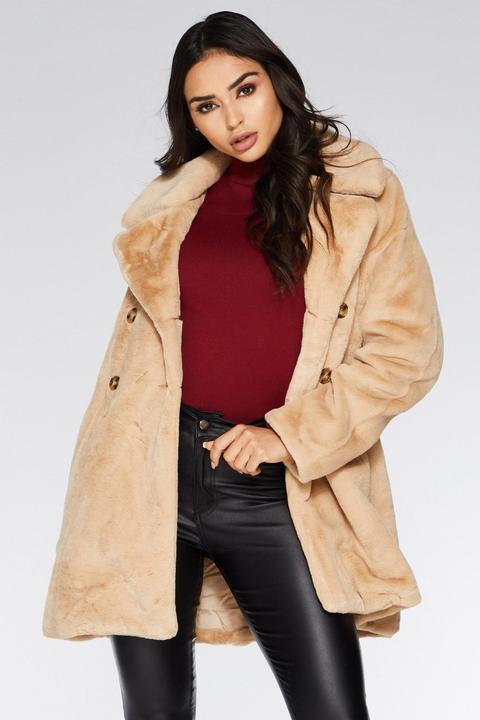 Camel Double Breasted Teddy Bear Coat