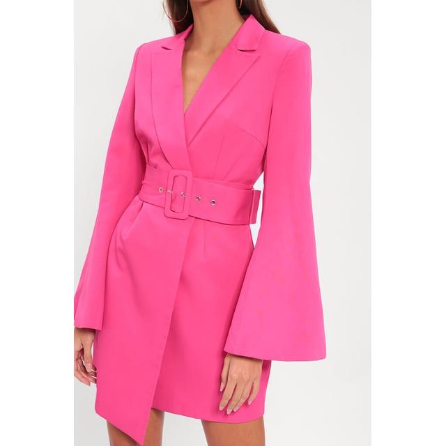 Pink belted 2024 blazer dress