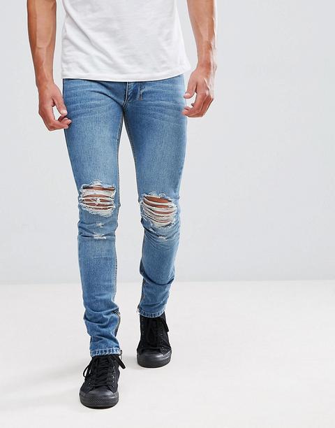 Religion - Skinny-jeans Mit Rissen Und Reißverschluss - Blau