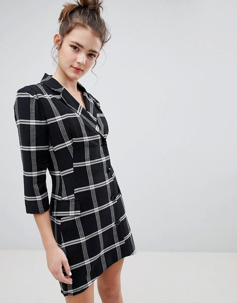 Bershka - Robe Chemise À Carreaux - Noir