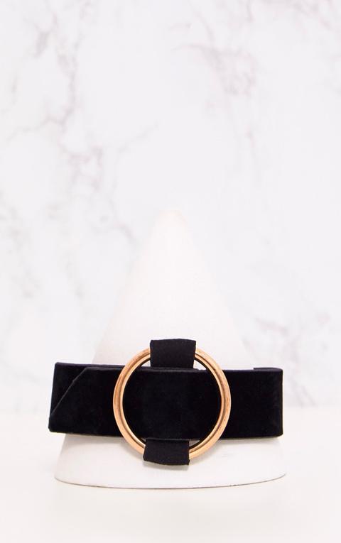 Black Suede Hoop Thread Choker