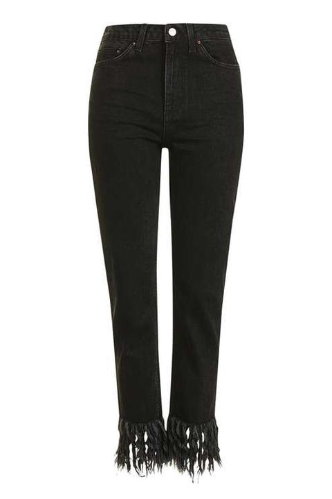 Moto Fringe Hem Straight Leg Jeans