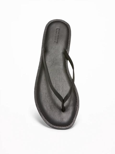 faux leather flip flops womens
