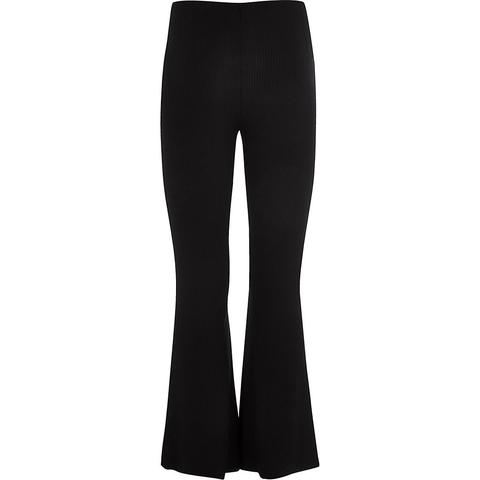 Girls Black Ribbed Flared Trousers